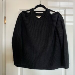 Cotton Emporium Black Sweater with cut out shoulders and side (size: S)